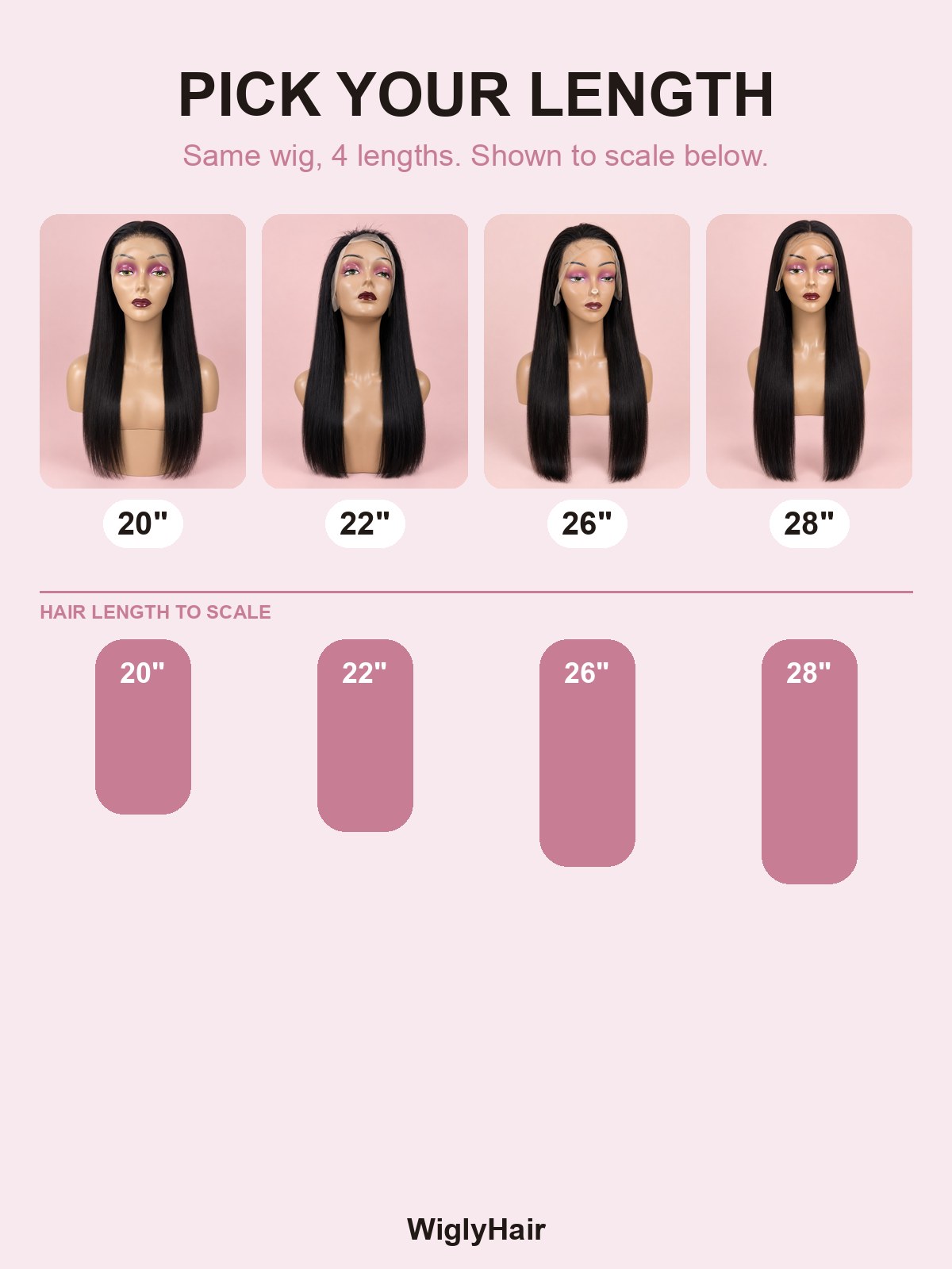 Natural Black Straight 13x4 Lace Frontal Wig 26" length guide