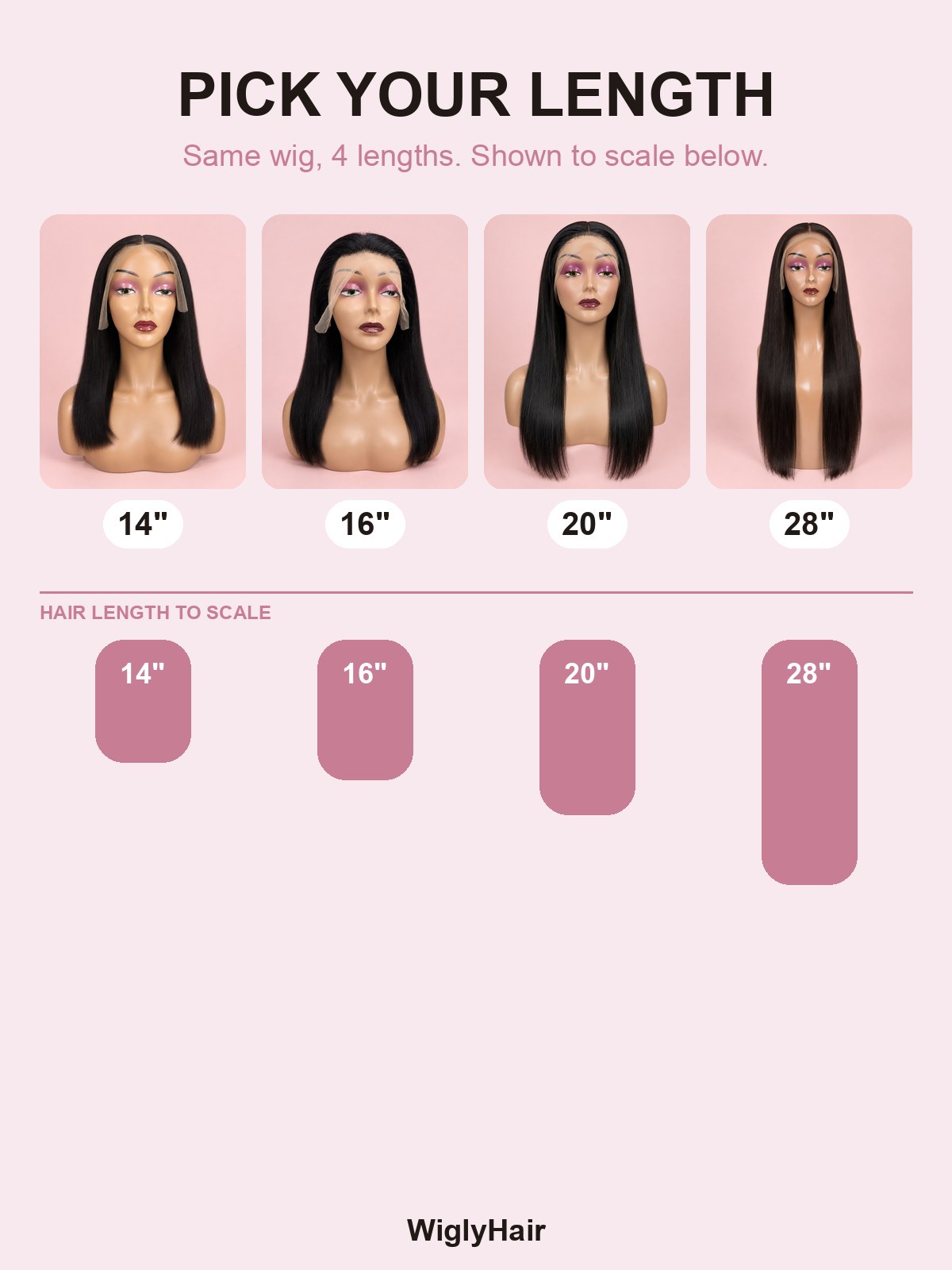 Natural Black Straight 13x4 Lace Frontal Wig 20" length guide
